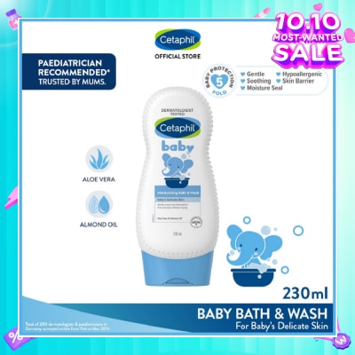 CETAPHIL BABY Baby Ultra Moisturising Bath & Wash With Aloe Vera & Almond Oil 230ml