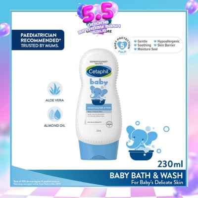 CETAPHIL BABY - Baby Ultra Moisturising Bath & Wash With Aloe Vera & Almond Oil 230ml