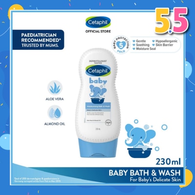 CETAPHIL BABY Baby Ultra Moisturising Bath & Wash With Aloe Vera & Almond Oil 230ml