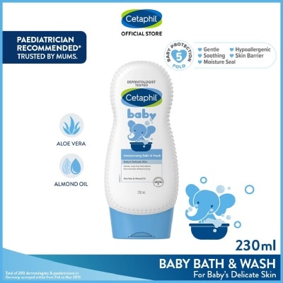 CETAPHIL BABY Baby Ultra Moisturising Bath & Wash With Aloe Vera & Almond Oil 230ml