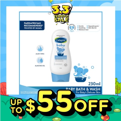 CETAPHIL BABY Baby Ultra Moisturising Bath & Wash With Aloe Vera & Almond Oil 230ml