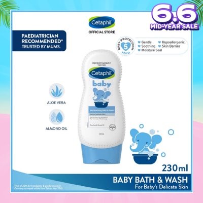 CETAPHIL BABY Baby Ultra Moisturising Bath & Wash With Aloe Vera & Almond Oil 230ml