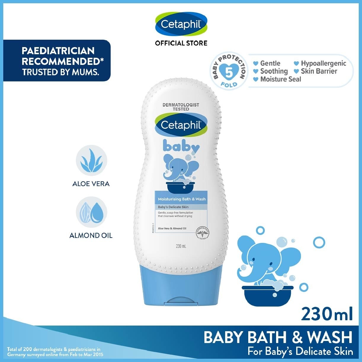 Baby Ultra Moisturising Bath & Wash With Aloe Vera & Almond Oil 230ml