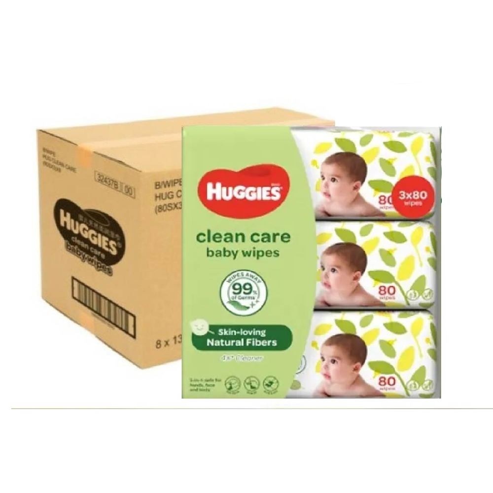 Clean Care Baby Wipes 24 Packs x 80 Wipes Per Carton