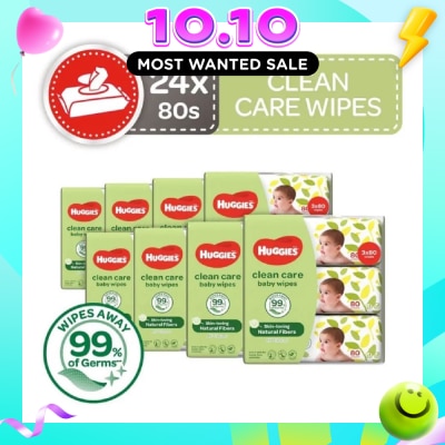 HUGGIES Clean Care Baby Wipes 24 Packs x 80 Wipes Per Carton image