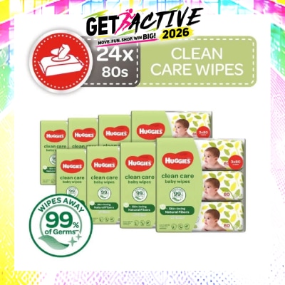 HUGGIES - Clean Care Baby Wipes 24 Packs x 80 Wipes Per Carton image