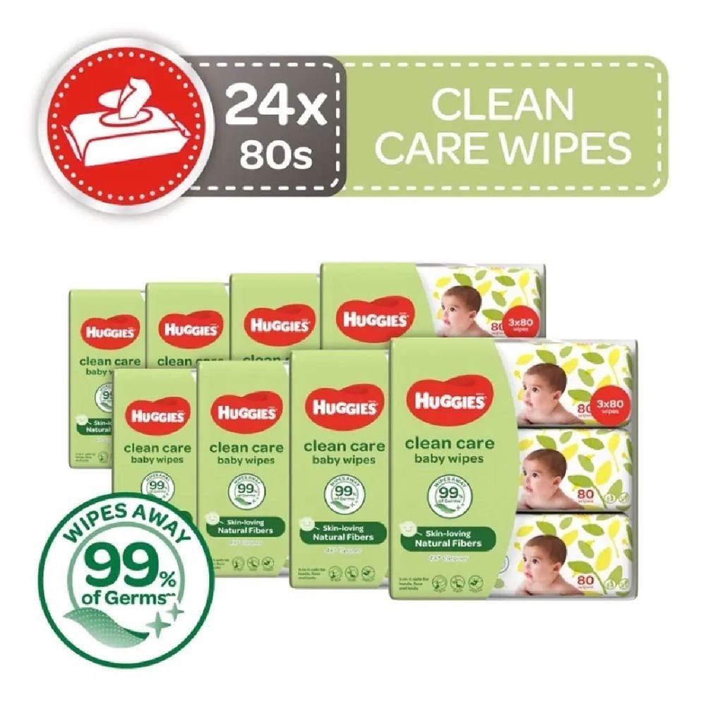 Clean Care Baby Wipes 24 Packs x 80 Wipes Per Carton