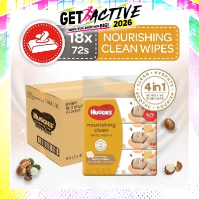 HUGGIES - Nourishing Clean Baby Wipes 72s x 18 Packs (Per Carton) image