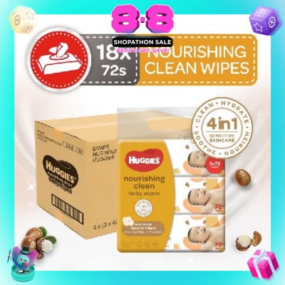 HUGGIES - Nourishing Clean Baby Wipes 72s x 18 Packs (Per Carton)