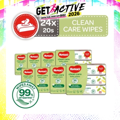 HUGGIES - Clean Care Baby Wipes 24 Packs x 20 Wipes Per Carton image