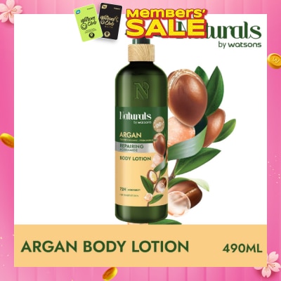 NATURALS BY WATSONS Argan + Ceramide Repairing Body Lotion (For Sensitive Skin) 490ml
