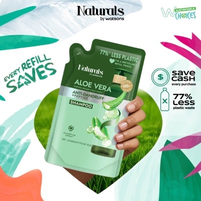 NATURALS BY WATSONS Aloe Vera + Peptide Anti-Dandruff Shampoo Refill Pack 450ml