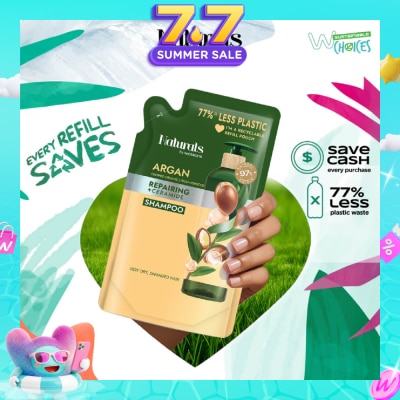 NATURALS BY WATSONS - Argan + Ceramide Repairing Shampoo Refill Pack 450ml
