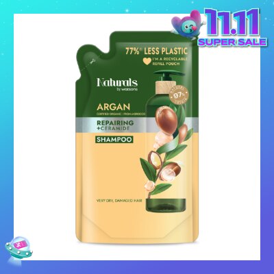NATURALS BY WATSONS Argan + Ceramide Repairing Shampoo Refill Pack 450ml