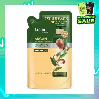 NATURALS BY WATSONS Argan + Ceramide Repairing Shampoo Refill Pack 450ml