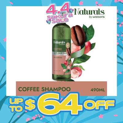 NATURALS BY WATSONS - Coffee + Peptide Anti-Hair Fall Shampoo (For Thin & Fragile Hair) 490ml