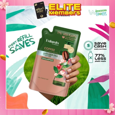 NATURALS BY WATSONS Coffee + Peptide Anti-hair Fall Shampoo Refill Pack 450ml