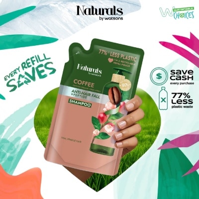 NATURALS BY WATSONS Coffee + Peptide Anti-hair Fall Shampoo Refill Pack 450ml