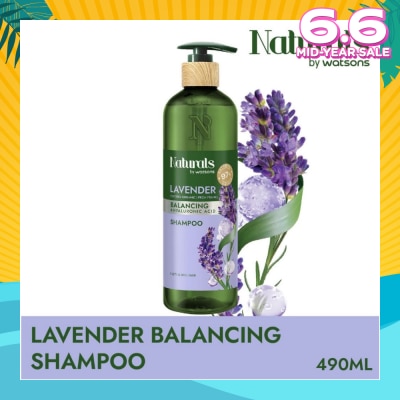NATURALS BY WATSONS Lavender + Hyaluronic Acid Balancing Shampoo (For Frizzy & Dull Hair) 490ml