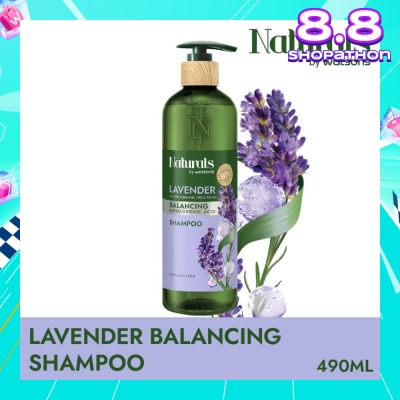 NATURALS BY WATSONS Lavender + Hyaluronic Acid Balancing Shampoo (For Frizzy & Dull Hair) 490ml