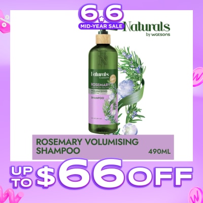 NATURALS BY WATSONS - Rosemary + Peptide Volumising Shampoo (For Fine & Limp Hair) 490ml