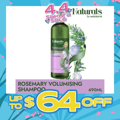 NATURALS BY WATSONS - Rosemary + Peptide Volumising Shampoo (For Fine & Limp Hair) 490ml