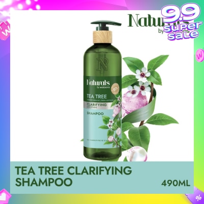 NATURALS BY WATSONS Tea Tree + Peptide Clarifying Shampoo (For Oily & Dandruff-Prone Scalp) 490ml
