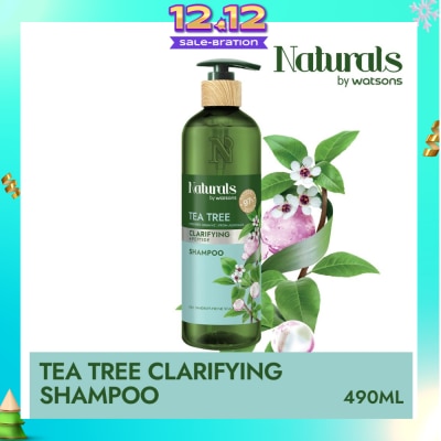 NATURALS BY WATSONS Tea Tree + Peptide Clarifying Shampoo (For Oily & Dandruff-Prone Scalp) 490ml