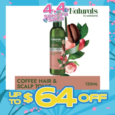 NATURALS BY WATSONS - Coffee + Peptide Anti-Hair Fall Hair & Scalp Tonic (For Thin & Fragile Hair) 120ml