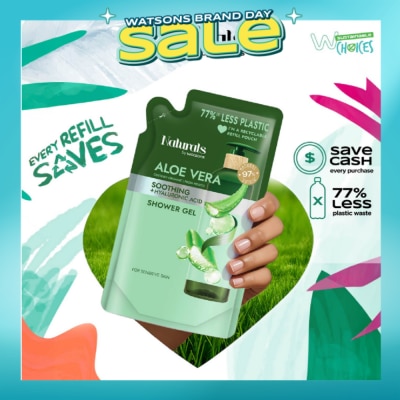 NATURALS BY WATSONS - Aloe Vera + Hyaluronic Acid Soothing Shower Gel Refill Pack 450ml