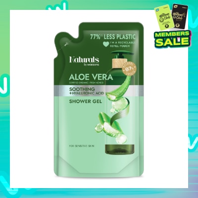 NATURALS BY WATSONS Aloe Vera + Hyaluronic Acid Soothing Shower Gel Refill Pack 450ml