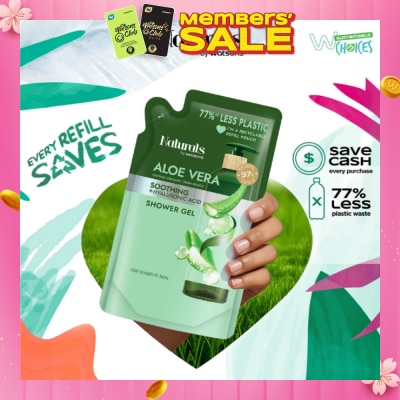 NATURALS BY WATSONS Aloe Vera + Hyaluronic Acid Soothing Shower Gel Refill Pack 450ml