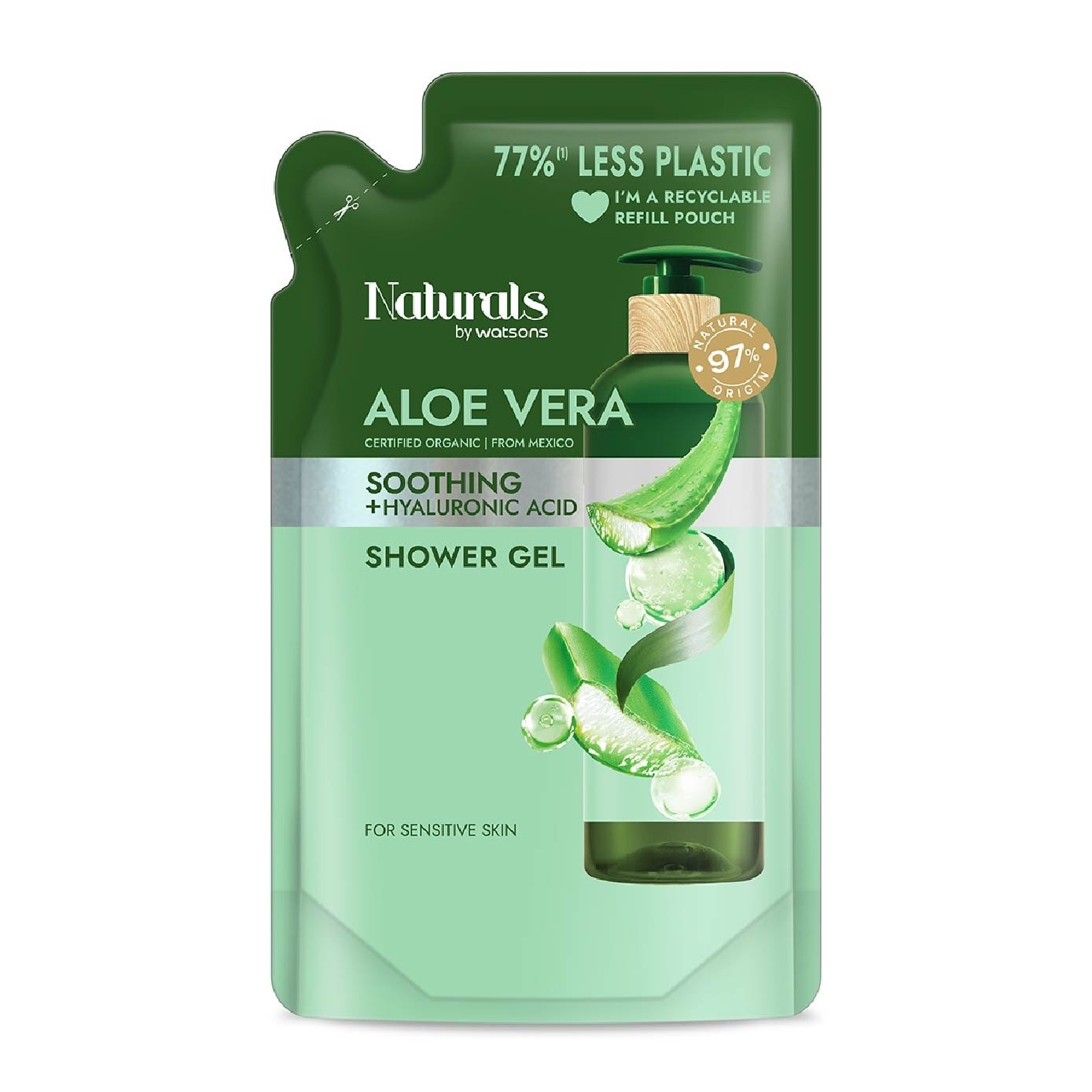 Aloe Vera + Hyaluronic Acid Soothing Shower Gel Refill Pack 450ml