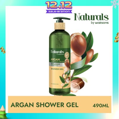 NATURALS BY WATSONS Argan + Ceramide Repairing Shower Gel (For Sensitive Skin) 490ml