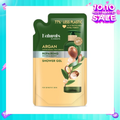 NATURALS BY WATSONS Argan + Ceramide Repairing Shower Gel Refill Pack 450ml