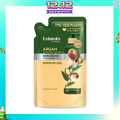 NATURALS BY WATSONS Argan + Ceramide Repairing Shower Gel Refill Pack 450ml