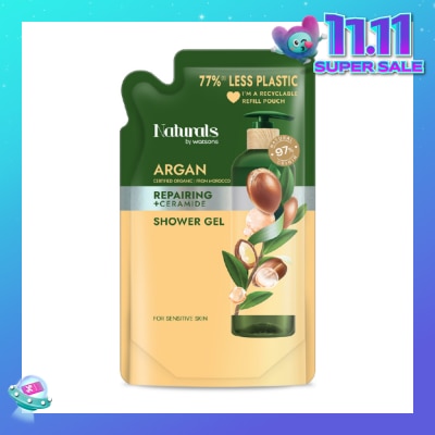 NATURALS BY WATSONS Argan + Ceramide Repairing Shower Gel Refill Pack 450ml