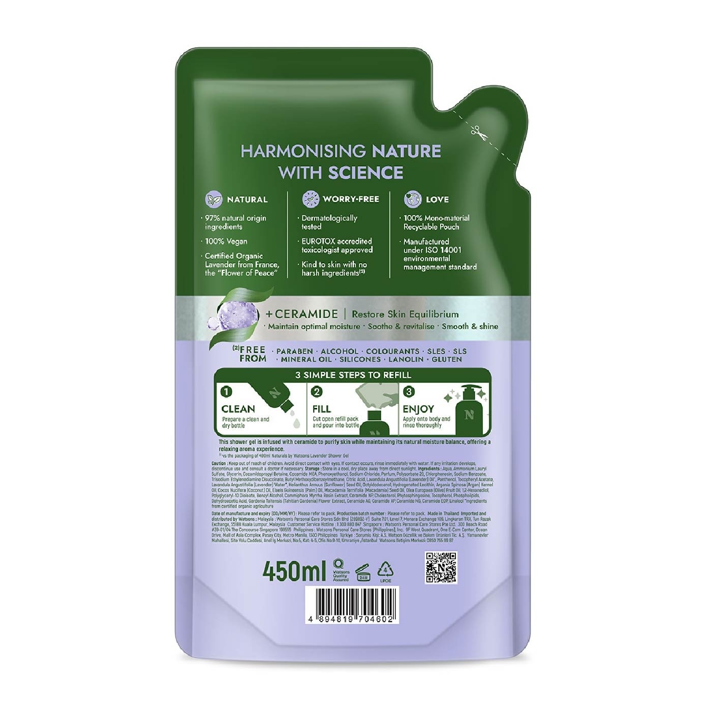 Lavender + Ceramide Balancing Shower Gel Refill Pack 450ml