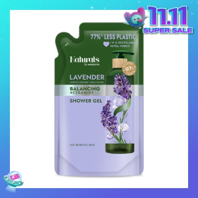 NATURALS BY WATSONS Lavender + Ceramide Balancing Shower Gel Refill Pack 450ml