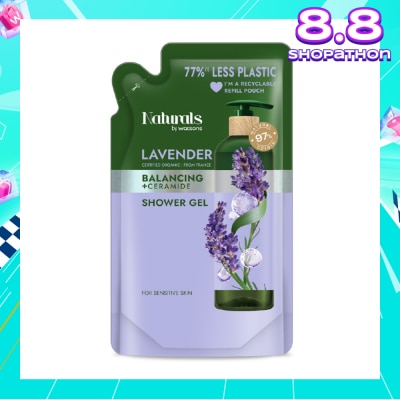 NATURALS BY WATSONS Lavender + Ceramide Balancing Shower Gel Refill Pack 450ml