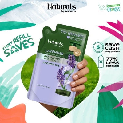 NATURALS BY WATSONS Lavender + Ceramide Balancing Shower Gel Refill Pack 450ml