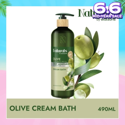 NATURALS BY WATSONS Olive + Ceramide Deep Moisturising Cream Bath (For Sensitive Skin) 490ml