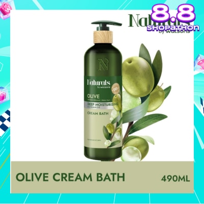 NATURALS BY WATSONS Olive + Ceramide Deep Moisturising Cream Bath (For Sensitive Skin) 490ml