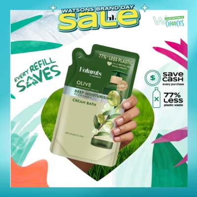 NATURALS BY WATSONS - Olive + Ceramide Cream Moisturising Bath Refill Pack 450ml