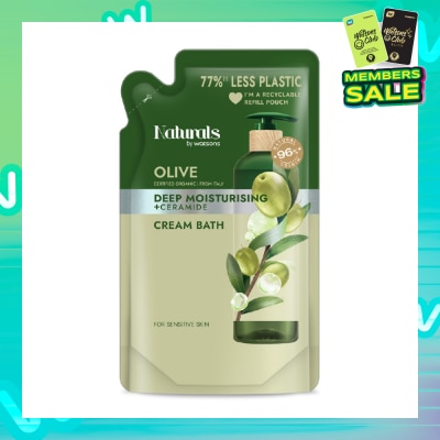 NATURALS BY WATSONS Olive + Ceramide Cream Moisturising Bath Refill Pack 450ml