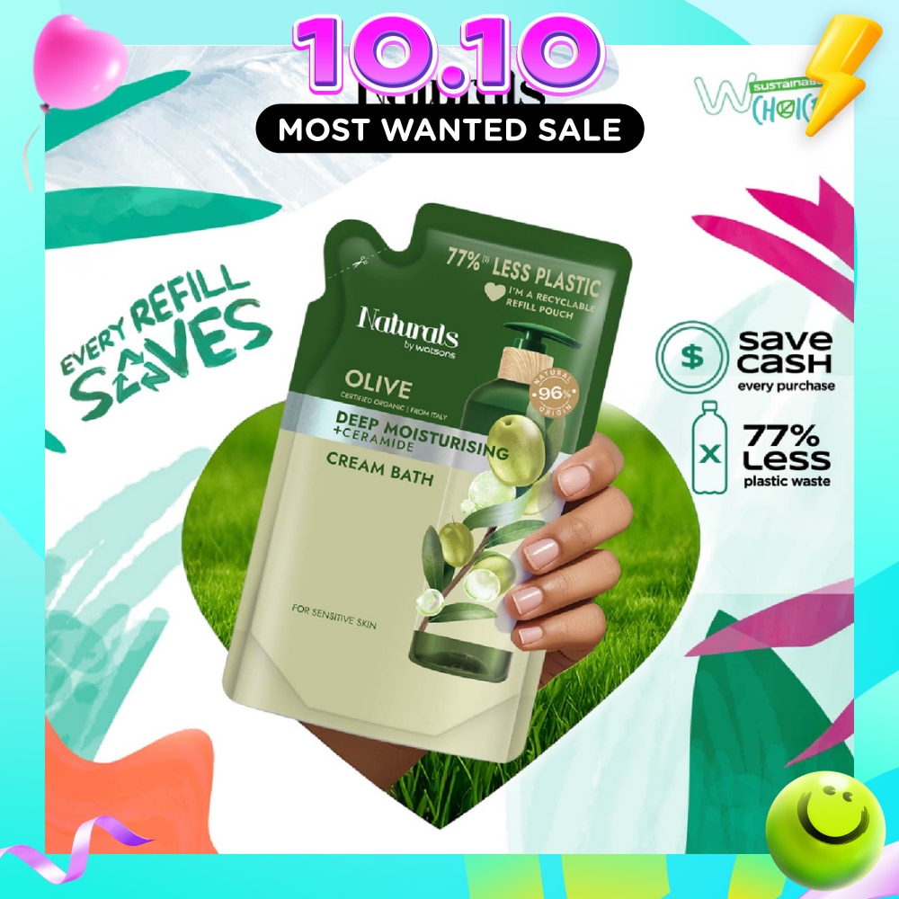 Olive + Ceramide Cream Moisturising Bath Refill Pack 450ml image