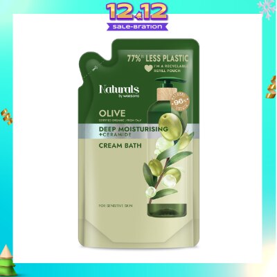 NATURALS BY WATSONS Olive + Ceramide Cream Moisturising Bath Refill Pack 450ml