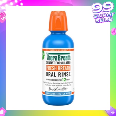 THERABREATH Dentist Formulated Fresh Breath Oral Rinse Invigorating Icy Mint (Alcohol-Free) 473ml