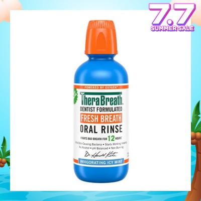 THERABREATH Dentist Formulated Fresh Breath Oral Rinse Invigorating Icy Mint (Alcohol-Free) 473ml
