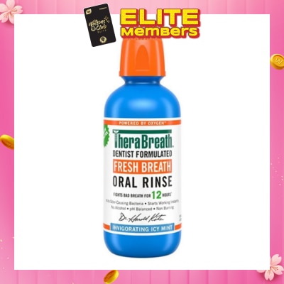 THERABREATH Dentist Formulated Fresh Breath Oral Rinse Invigorating Icy Mint (Alcohol-Free) 473ml